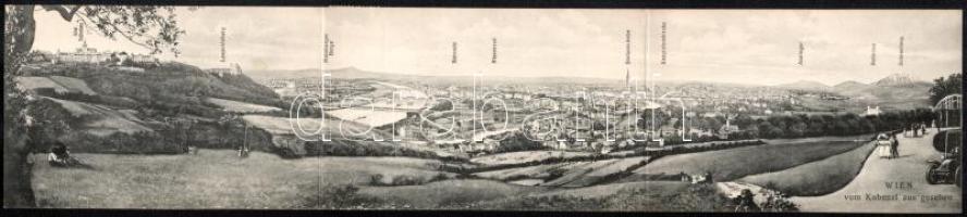 1924 Wien, Vienna, Bécs; Wien vom Kobenzl aus gesehen. 3-tiled folding panoramacard (fl)