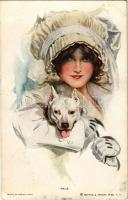 1915 Pals / Lady art postcard with dog. Reinthal &amp; Newman No. 254. s: Harrison Fisher (EK)