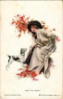 1915 Cant you speak? / Lady art postcard with dog. Reinthal & Newman No. 412. s: Harrison Fisher (fa)