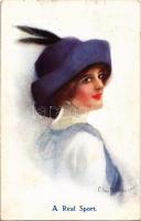 1913 A Real Sport / Lady art postcard. The Carlton Publishing Co. Series No. 657. s: Barber (fl)