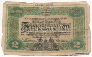Hajmáskér / hadifogolytábor 1916. május 16. 2K római sorozat és arab sorszámmal T:VG szakadás