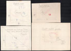 Szegő Gizi (1902-1985): Ludas Matyiban megjelent grafikák, karikatúrák vázlatai. 16 db. Vegyes techn...