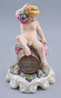 Sumi Cluj porcelán Bacchus festett. részben biszkvit porcelán figura. Kézzel festett, jelzett, hibátlan 22 cm