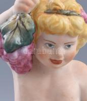 Sumi Cluj porcelán Bacchus festett. részben biszkvit porcelán figura. Kézzel festett, jelzett, hibát...