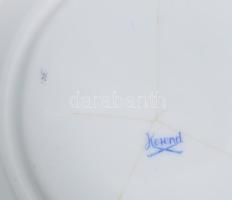 Herendi virág mintás kaspó. Kézzel festett, jelzett, alján hajszálrepedéssel d: 19 cm, m: 18 cm