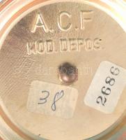 Porcelán dísz amfora váza, fém részekkel. Jelzett, matricás, hibátlan 17 cm