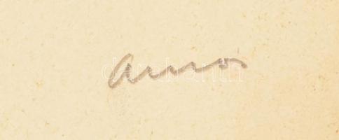 Ámos Imre (1907-1944): Kapporo. Linómetszet, papír, jelzett. Az 1940-ben megjelent Zsidó ünnepek c. ...