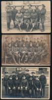 cca 1922 Prága, cseh katonai csoportképek, 3 db fotólap, 13,5x8,5 cm / cca 1922 Praha, Prague, Czech soldiers' group photos, 3 pcs, 13.5x8.5 cm