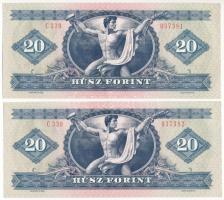 1980. 20Ft (2x) sorszámkövetők "C 339 037381 - C 339 037382" T:XF Hungary 1980. 20 Forint ...