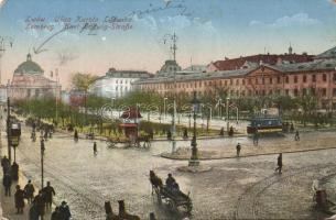 Lviv Karol Ludwig square with theatre and trams