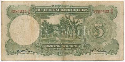 Kína 1936. 5Y T:F
China 1936. 5 Yuan C:F
Krause P#213