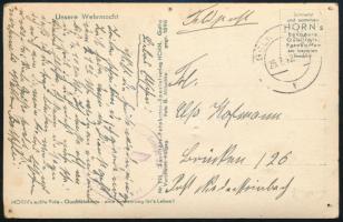 1942 II. világháborús Wehrmacht fotólap (katonák páncéltörő ágyúval), tábori postaként megírva, bély...