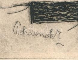 Pohárnok Zoltán (1905-1976): Erzsébet tér, Budapest. Rézkarc, papír, jelzett, első próbanyomat, háto...