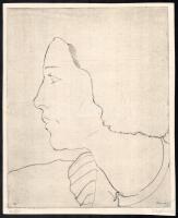Pohárnok Zoltán (1905-1976): Profil (női portré). Rézkarc, papír, jelzett, 29,5x24 cm