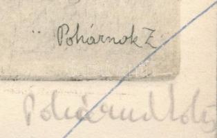 Pohárnok Zoltán (1905-1976): Profil (női portré). Rézkarc, papír, jelzett, 29,5x24 cm