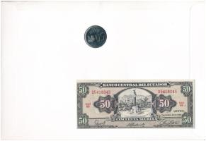 Ecuador "Ecuador címere" érmés és bankjegyes felbélyegzett boríték bélyegzéssel, német nye...