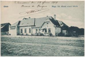 1919 Óbéba, Óbéb, Beba Veche (Temes); M. kir. állami elemi iskola. Fogyasztási szövetkezet kiadása / elementary school (EK)