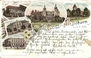 1899 Altdöbern with post office, vicarage and castle litho (b)