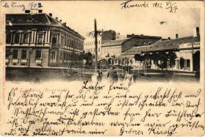 1902 Temesvár, Timisoara; Gyárváros, Coronini tér, Andrássy kávéház. Polatsek kiadása / square, café (b)