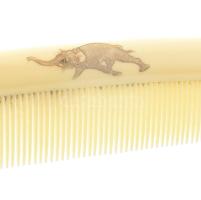 Elforyn (elefántcsont utánzat) pipere készlet, elefánt alakos díszítményekkel, sérült tükörrel, dísz...