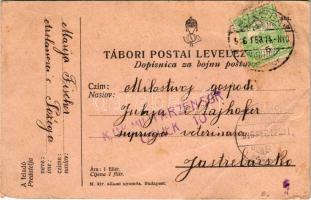 1916 Tábori Postai Levelezőlap / Feldpostkarte / WWI Austro-Hungarian K.u.K. military field post + "K.U.K. MILITÄRZENSUR OSIJEK 10" (EM)