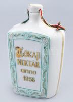 Hollóházi "Tokaji nektár anno 1958" porcelán butella, jelzett, hibátlan, m: 10 cm