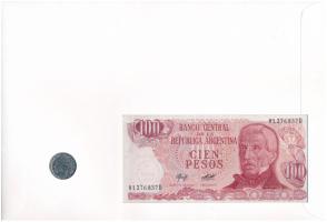 Argentína 1964. 5P + 1977. 100P felbélyegzett borítékban, bélyegzéssel T:AU patina, AU 
Argentina 1...