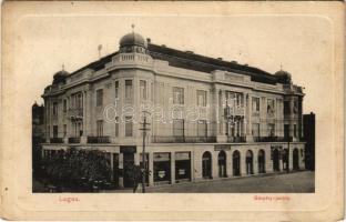 1912 Lugos, Lugoj; Gáspáry palota, Grand Café Bristol kávéház, Löbl Oszkár üzlete. Nemes Kálmán kiadása / café, shops (EK)