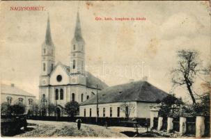 1910 Nagysomkút, Somcuta Mare; Görögkatolikus templom és iskola / Greek Catholic church and school (fl)