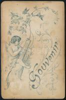 cca 1900-1910 Kerékpáros nő és férfi, keményhátú kabinetfotó, 16x10,5 cm