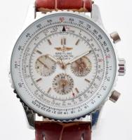 Breitling Chronometre Navitimer replika férfi karóra, 3 segédkörrel, bőr szíjjal, mechanikus, működik, számlap d: 40 mm