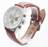 Breitling Chronometre Navitimer replika férfi karóra, 3 segédkörrel, bőr szíjjal, mechanikus, működi...