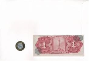 Mexikó "Azték naptár" érmés és bankjegyes, pecsételt boríték benne 1994. 10P érmével és 19...