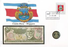 Costa Rica 1993. 100C + 1997. 10C Cu-Al-bronz borítékban bélyeggel és bélyegzéssel T:UNC,AU  Costa Rica 1993. 100 Colones + 1997. 10 Colones Cu-Al-bronze envelope with stamp and cancellation C:UNC,AU