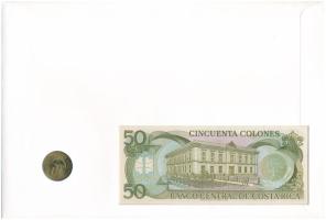 Costa Rica 1993. 100C + 1997. 10C Cu-Al-bronz borítékban bélyeggel és bélyegzéssel T:UNC,AU 
Costa ...