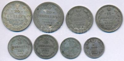 Orosz Birodalom 1840-1915. 5k Ag (2x) + 10k Ag (2x) + 15k Ag (2x) + 20k Ag (2x) T:AU-F patina, ph., ...