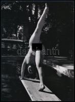 cca 1978 ,,Cigánykerék a trambulinon", szolidan erotikus felvétel, 1 db modern nagyítás, 21x15 cm