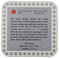 Kanada 1986. 1D Ag "Transzkontinentális vasút 100. évfordulója és Vancouver centenáriuma" ...
