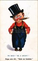 Pa said "Be A Sport!" / Children art postcard, humour, cigar smoking. Inter-Art Co. No. 789. (EK)