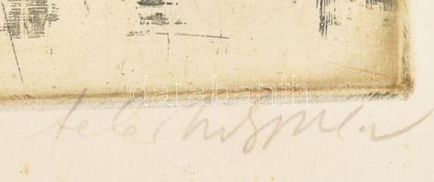 Feledy Gyula (1928-2010): Patak. Színes rézkarc, papír, Jelzett, paszpartuban 28x23 cm