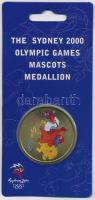 Ausztrália 2000. "Sydney 2000 Olimpia kabalaállatai" multicolor bronz emlékérem karton díszlapon T:UNC Australia 2000. "Sydney 2000 Olympics Mascots" multicolor bronze commemorative medallion in cardboard sheet C:UNC