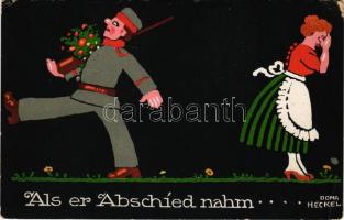 Als er Abschied nahm... / WWI German military art postcard, couple's farewell. Wenau-Postkarte No. 748. s: Dora Heckel (EB)