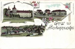 Schwarzenau with railway-station Litho