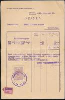 1940 Hatvani Paradicsomkonzervgyár Kft. fejléces számla, "melléklet" feliratos bélyeggel, pecsét, aláírás