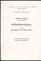 1975 Psota Irén (1929-2016) színésznő aláírása, az előadóestjének prospektusán, valamint a közreműkö...
