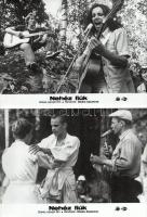 cca 1983 ,,Nehéz fiúk" című szovjet film jelenetei és szereplői, 6 db vintage produkciós filmfotó (vitrinfotó, lobbyfotó) ezüst zselatinos fotópapíron, a használatból eredő (esetleges) kisebb hibákkal, egy kép elszíneződött, 18x24 cm