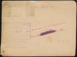 1917 I. világháború, életkép a frontról, osztrák sajtófotó, a hátoldalon feliratozott, pecséttel jel...