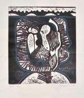 Benyó Ildikó - Penci (1946-2011): Legenda. Fametszet, papír, jelzett, 11/20 számozással. Egészen apró lapszéli szakadásokkal. 30x26,5 cm.