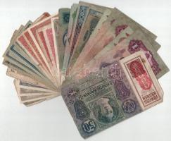 27db-os vegyes magyar korona, pengő bankjegy tétel, közte felülbélyegzéssel is T:VF-G