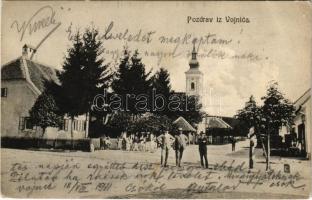 1911 Vojnic, utca, templom. M. Fogina kiadása / street view, church (EB)